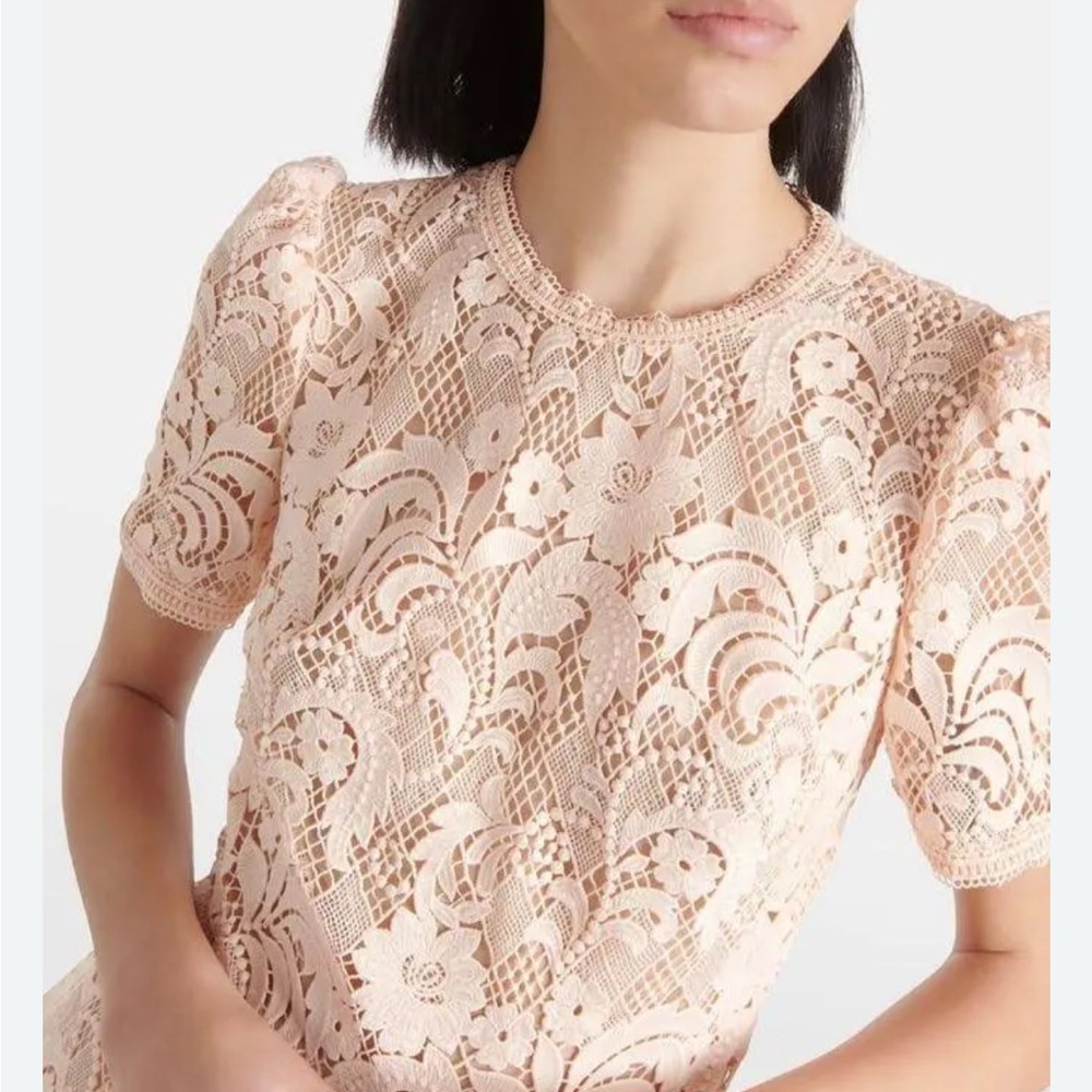 Monique Lhullier Lace Fit + Flare Midi Dress - Picture 5 of 7